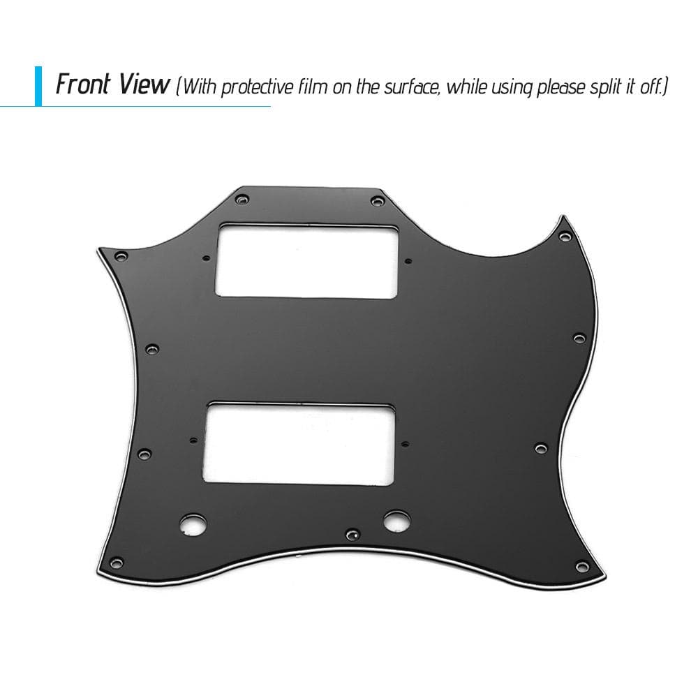 PVC HH Guitar Pickguard Scratch Plate for SG Electric Guitars 3 Ply White black