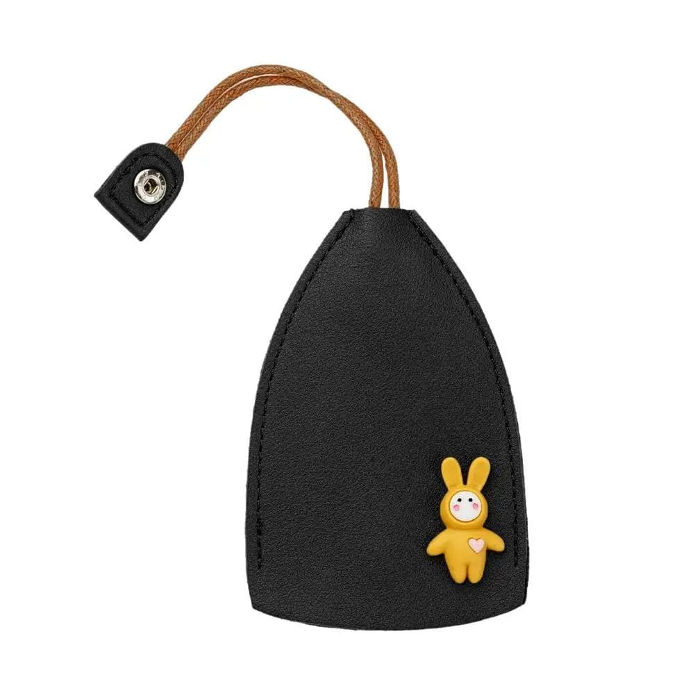 Cute Pull Out Car Key Case Cartoon Animals Rabbit Cat PU Leather Key Wallets Housekeepers Car Key Holder Case black