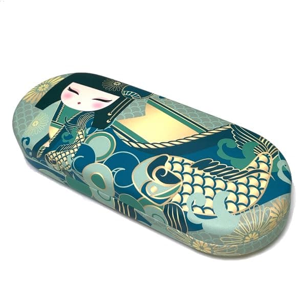 [kimmidoll] YOSHIKO Eyeglass Case with Cleaning Cloth - Kokeshi Doll Design, Stylish Glasses Pouch for Sunglasses or Spectacles