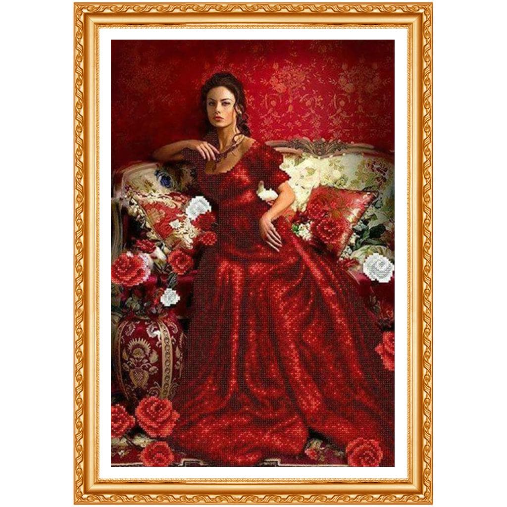 Full Diamond 5D DIY Diamond Painting Red Woman Diamond Embroidery Gift Painting Living Decoration 20X30CM