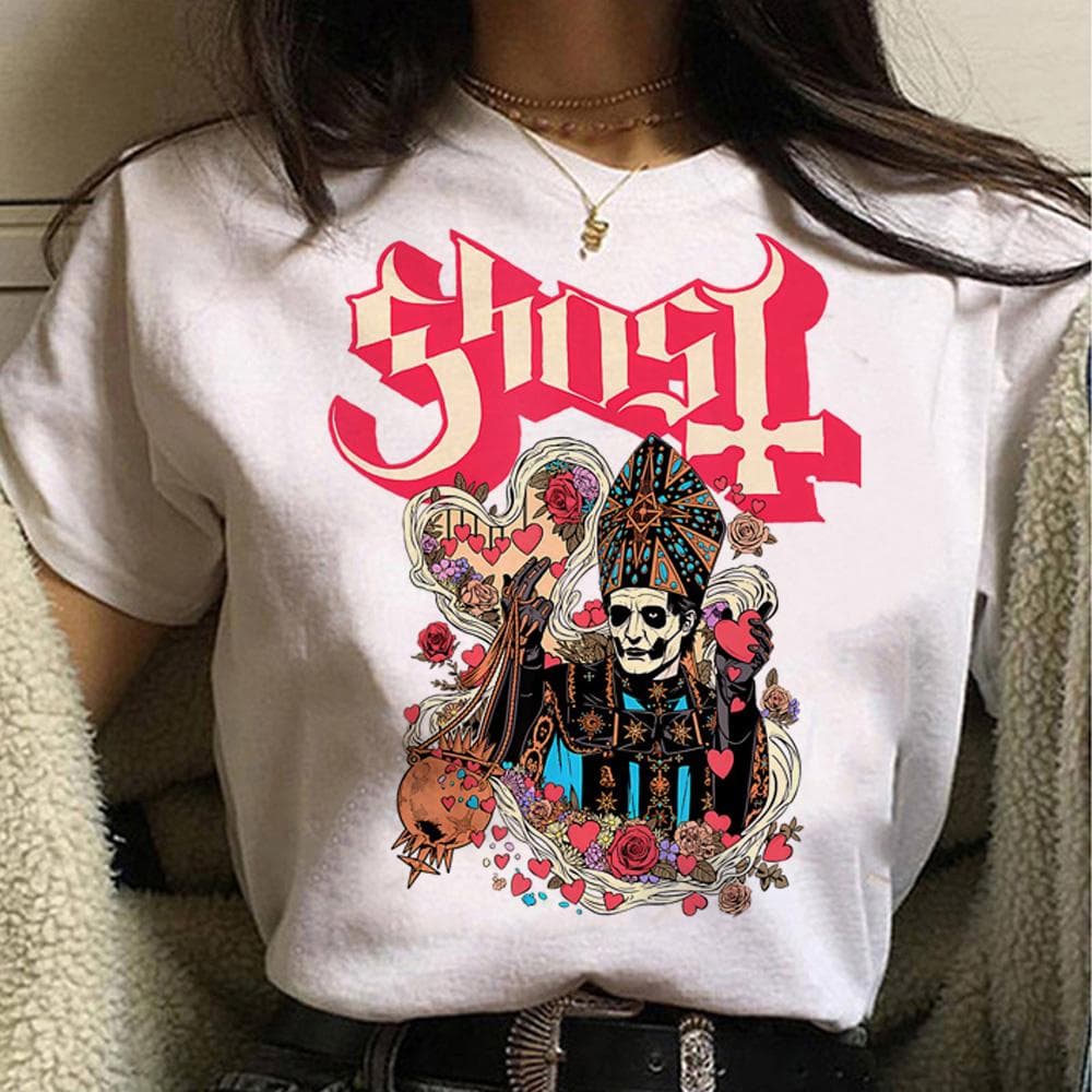 Ghost Band Tops Women T Shirts Streetwear Harajuku T-shirts Female Funny Designer Manga Clothing L
