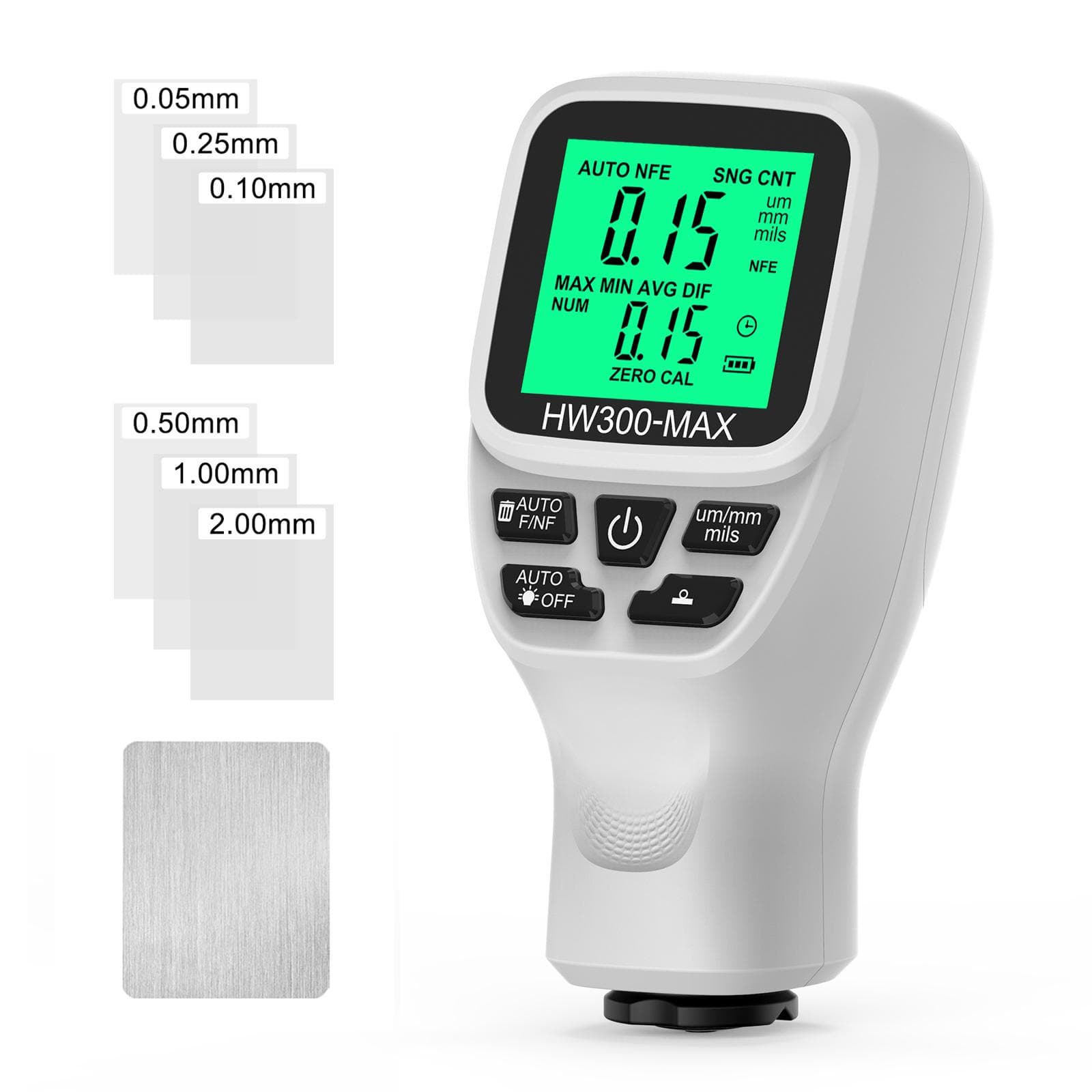 02000UM Thickness Gauge High Precise LCD Digital Automobile Film Thickness Meter Car Paint Coating white