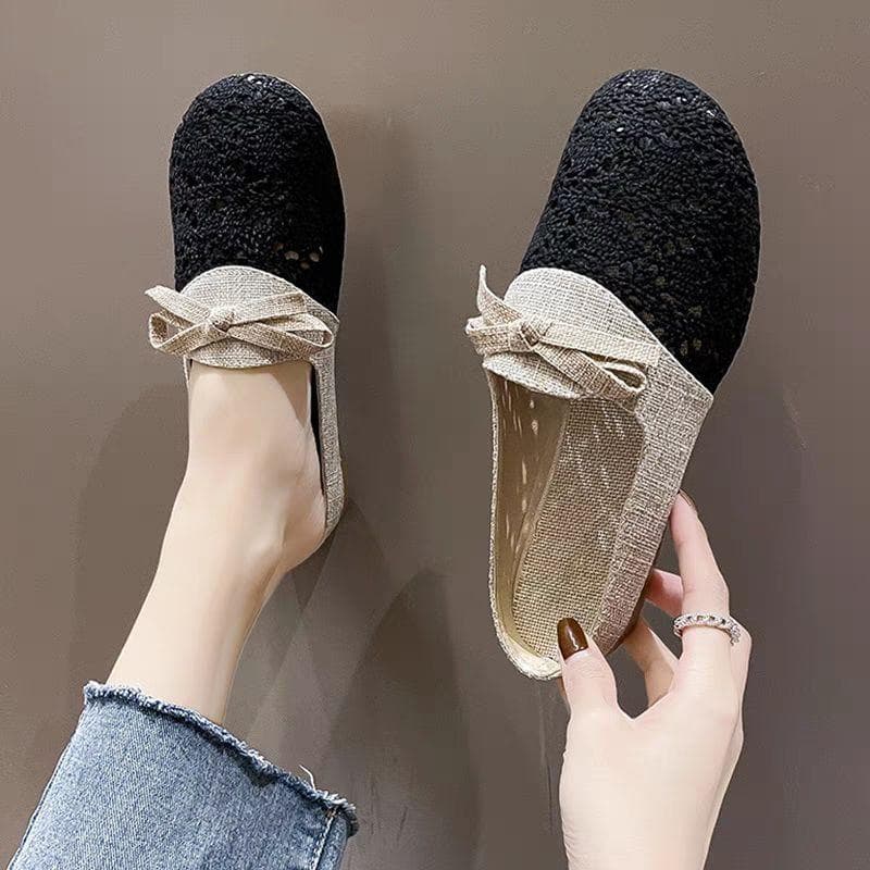 Linen Slides Women's Outwear Shoes Summer Thick Bottom Sandals Home Fashion Casual Hollow Out Wrapped Toe Slipper Outdoor Beach Flip-flops 40 black