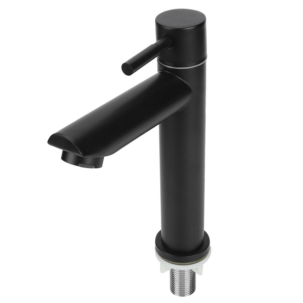 G1/2in Stainless Steel Washbasin Single Cold Faucet Water Tap for Bathroom Toilet BlackStraight white