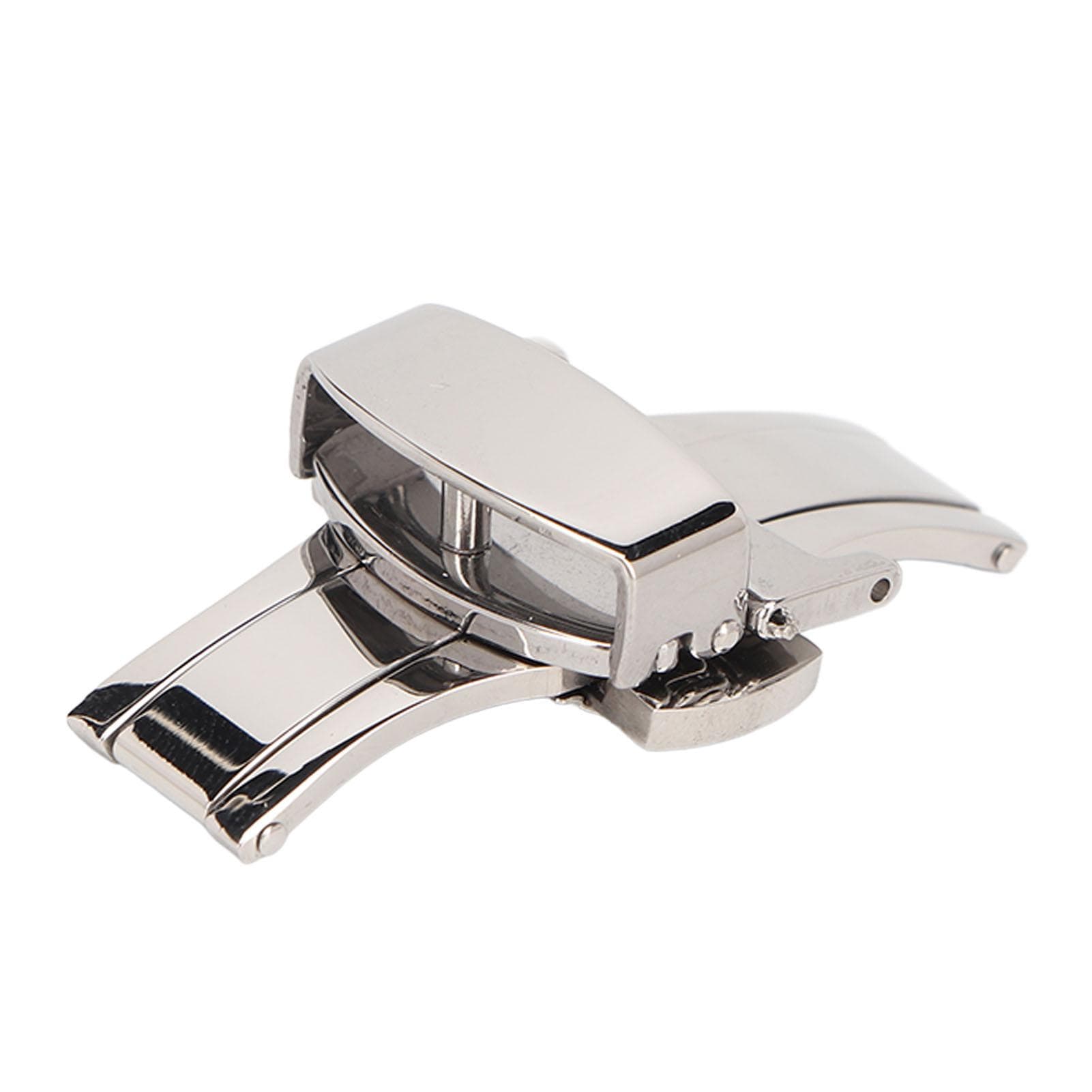 Silver Stainless Steel Watch Deployment Clasp High Finished Ergonomic Watch Buckle Replacement for 18