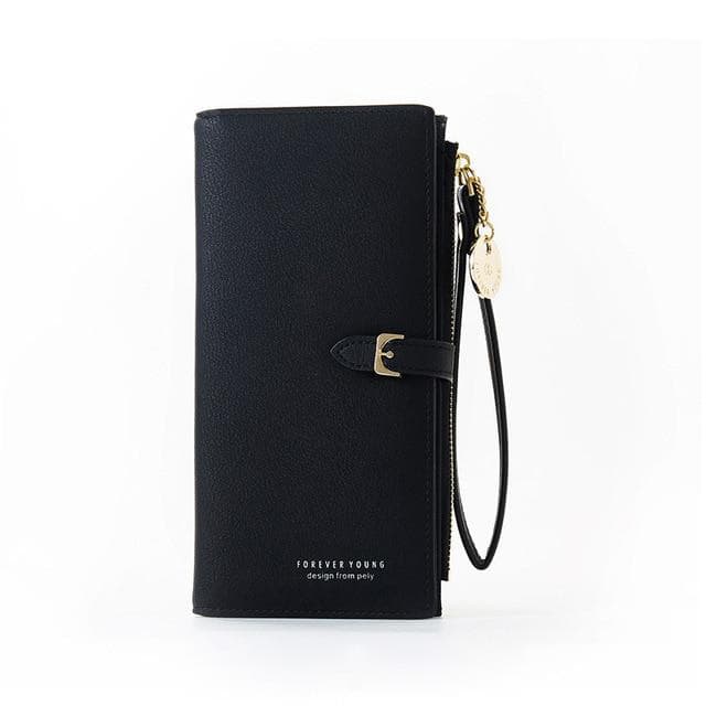 Wristband Women Long Wallet Female Wallet Clutch Lady Purse Zipper Phone Pocket Card Holder black