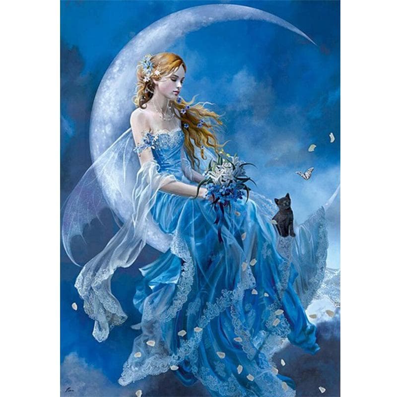5D DIY Diamond Painting Cross Stitch Diamond Embroidery Fantasy Moon Girl Needlework 20X30CM