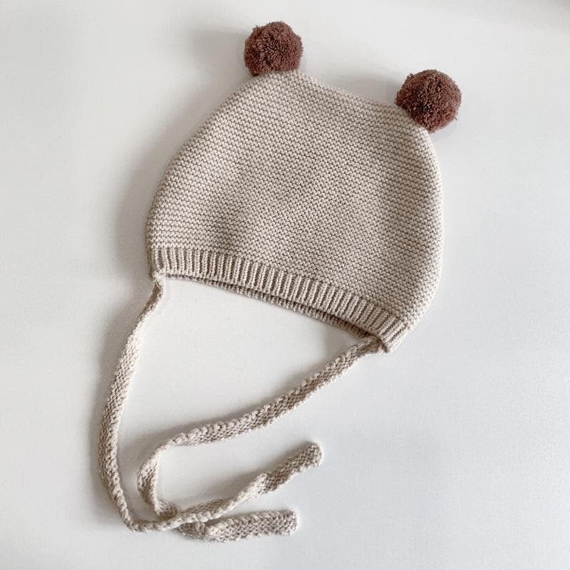 Winter Spring Crochet Baby Hat Soft Pompom Infant Girls Boys Cap Beanie Solid Color Kids Knitted Warm Ear Protection Bonnet Hat MYY 44-46CM(3M-18M)