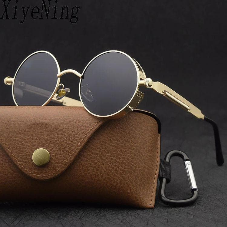 Metal Steampunk Sunglasses Men Women Fashion Round Glasses Brand Designer Vintage Sun Glasses High Quality Oculos de sol gold