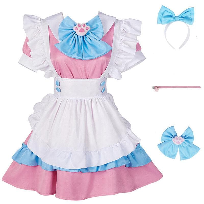 Women's Lolita French Maid Costume, 4 pcs as a set including dress; headwear; apron;collar, Anime Maid Costumes, Cute Lolita French Maid Costumes 4XL