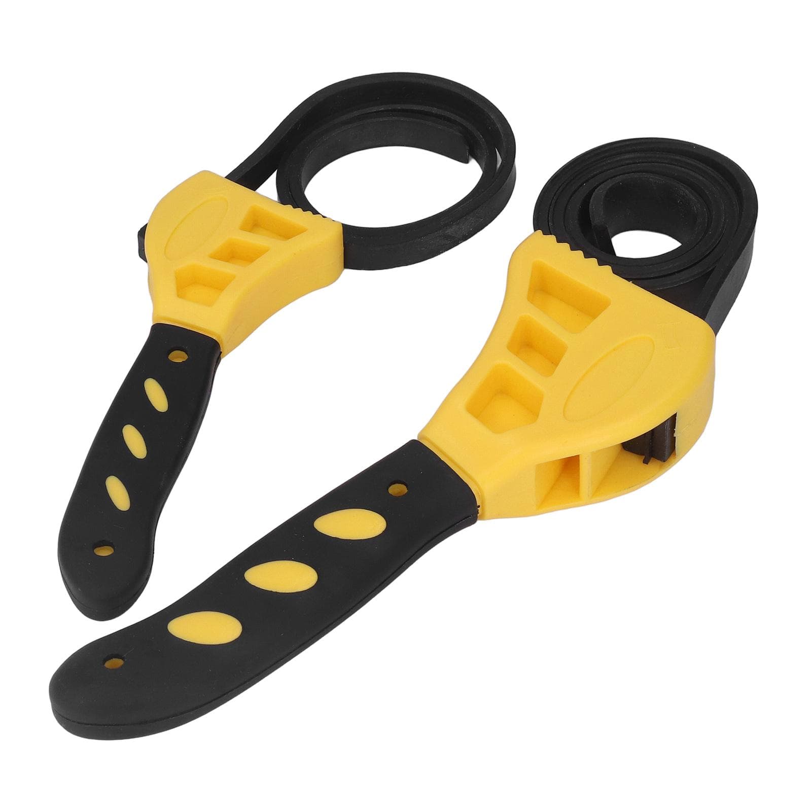 2 Pcs Belt Wrench Multi Purpose Adjustable Rubber Strap Wrench 6in 8in for Car Maintenance Yellow