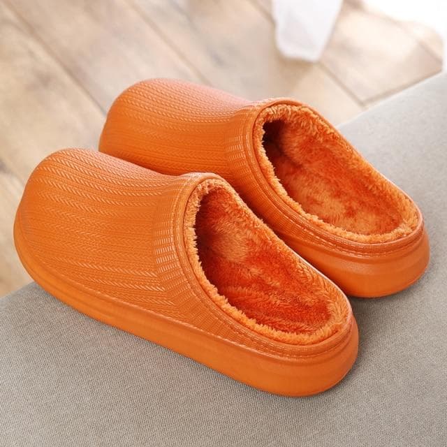 Unisex Plush Slippers Plush Cotton Slippers Are Waterproof, Warm and Casual, Suitable for Home 39 orange