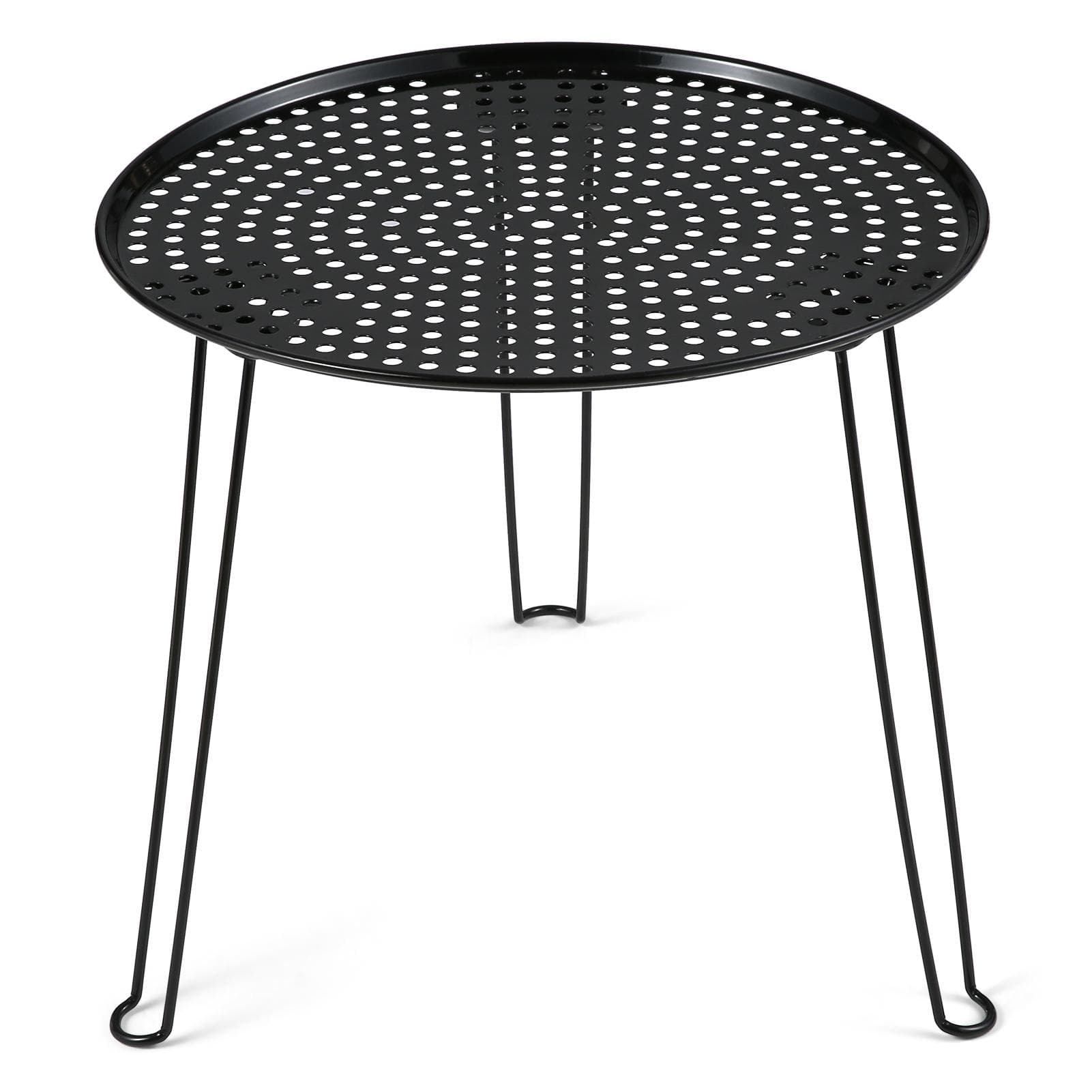Outdoor Picnic Table Folding Round Table for Garden Camping Picnic BBQ black