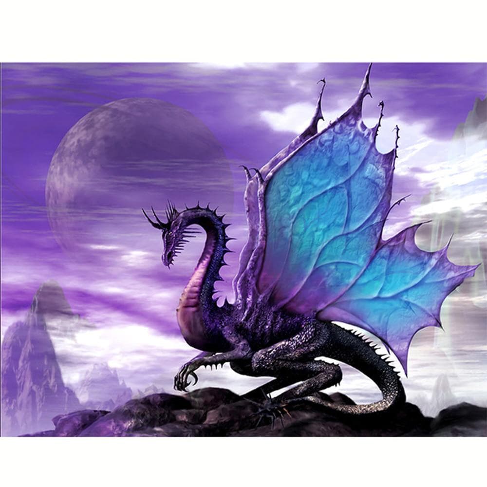 5D DIY Diamond Painting Purple Dragon Embroidery Cross Stitch Rhinestone Mosaic Home Decor 20X30CM