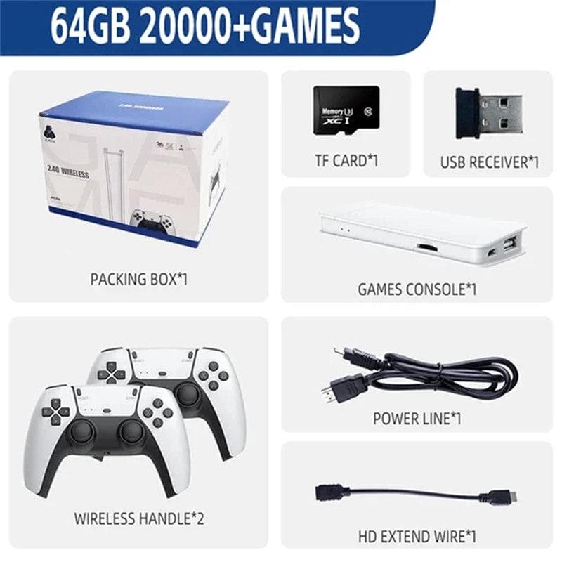 M15 Game Stick Mini TV Handheld Game Console Wireless Gamepads Video Game 64G 20000+ Retro Game HD Output Two-player for PS1 Etc 64GB 20000GAMES