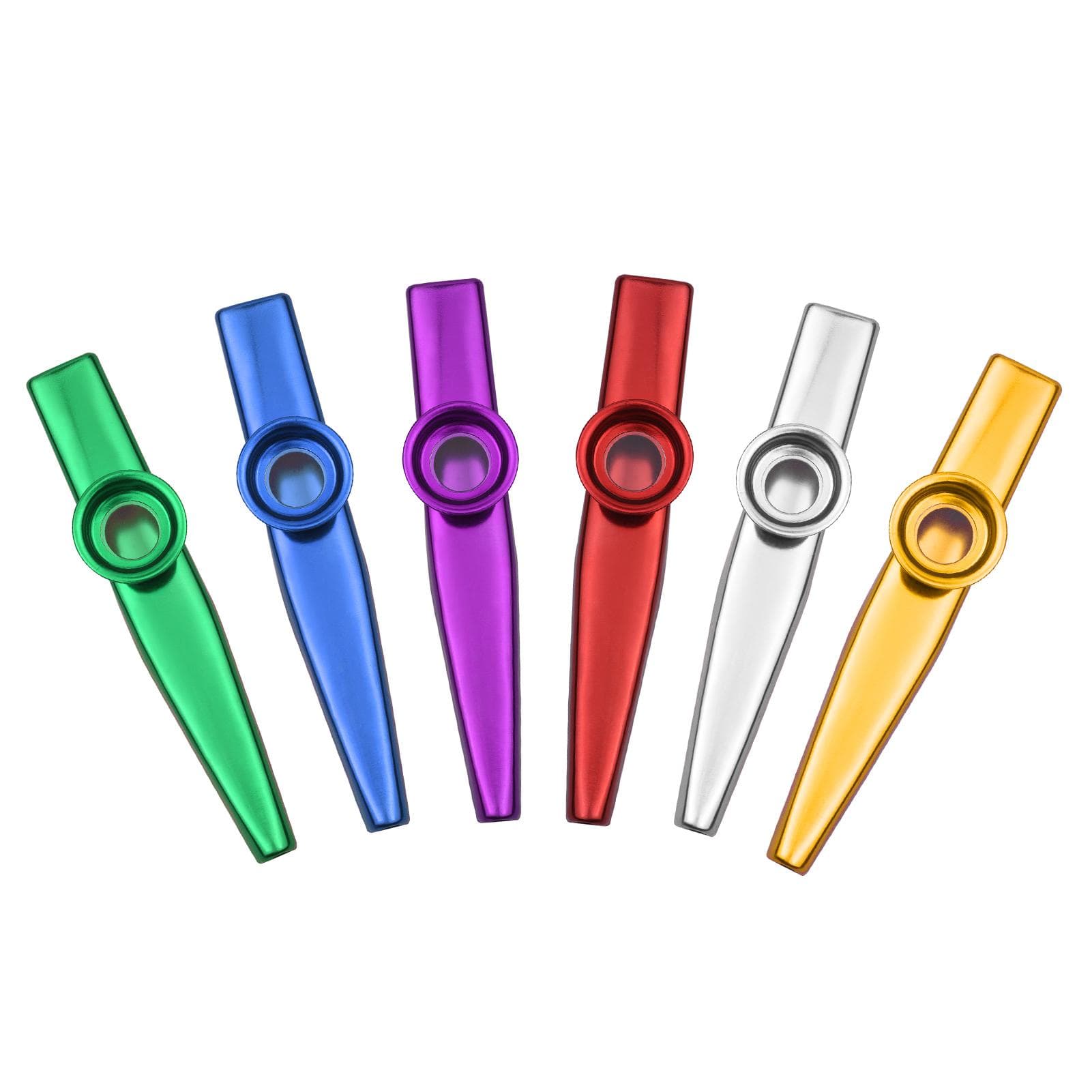 Muslady 6pcs Aluminum Alloy Kazoo Musical Instrument for Child Adult Beginner 6 Pack multicolour