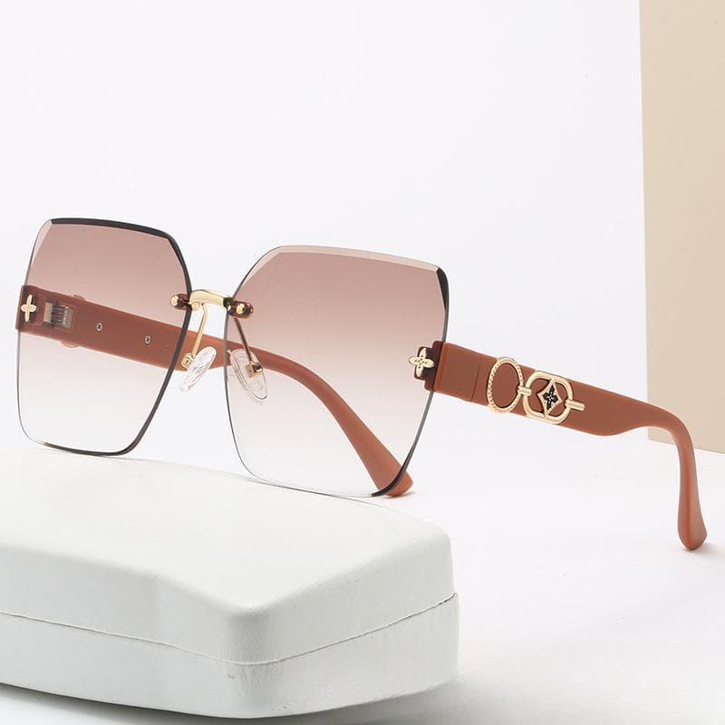 Frameless Trim Gradient Sunglasses Tik Tok Fashion Ladies UV Sunglasses with The Same Trend