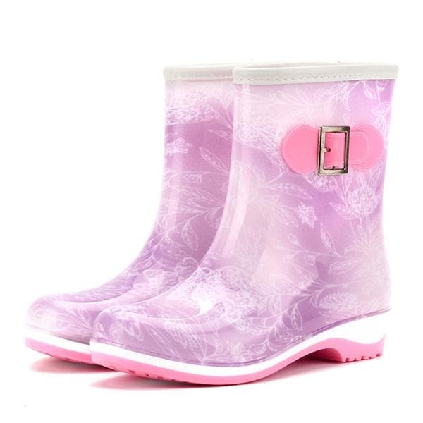 Womens Waterproof Rain Snow Boots Slip On Flat Rubber Garden Shoes Anti Slip 39 purple