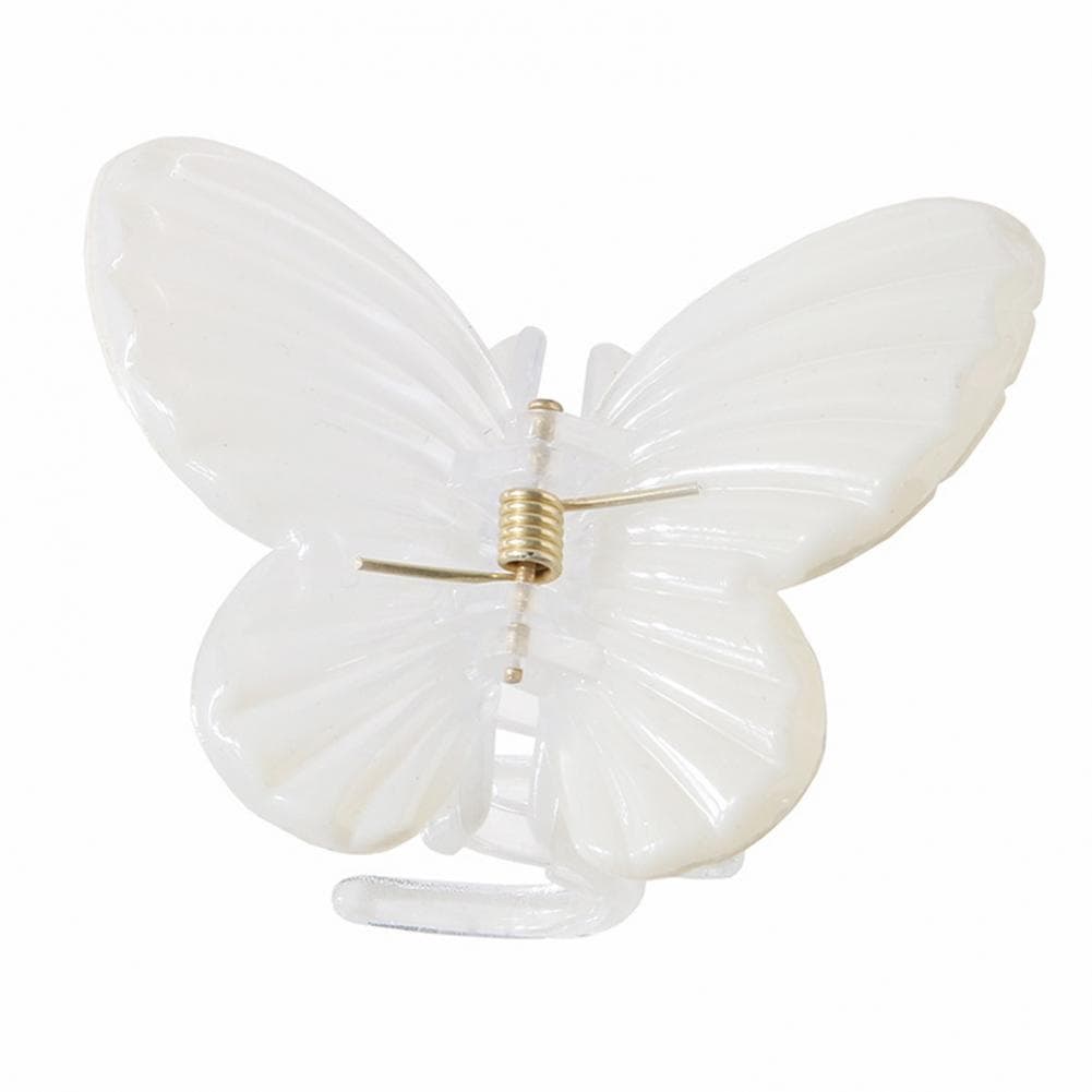 Women Hair Claw Butterflies Shape Anti-slip Teeth Design Back Head Hair Clip Strong Grip Hair Holder white