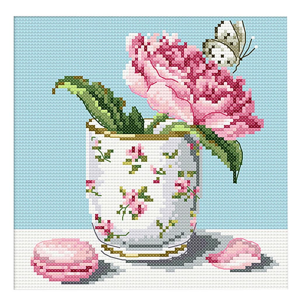 Flower Stamped Cross Stitch Kits Dimensions for Beginners DIY 21 x 21cm 14CT 21 x 21cm 14CT multicolour