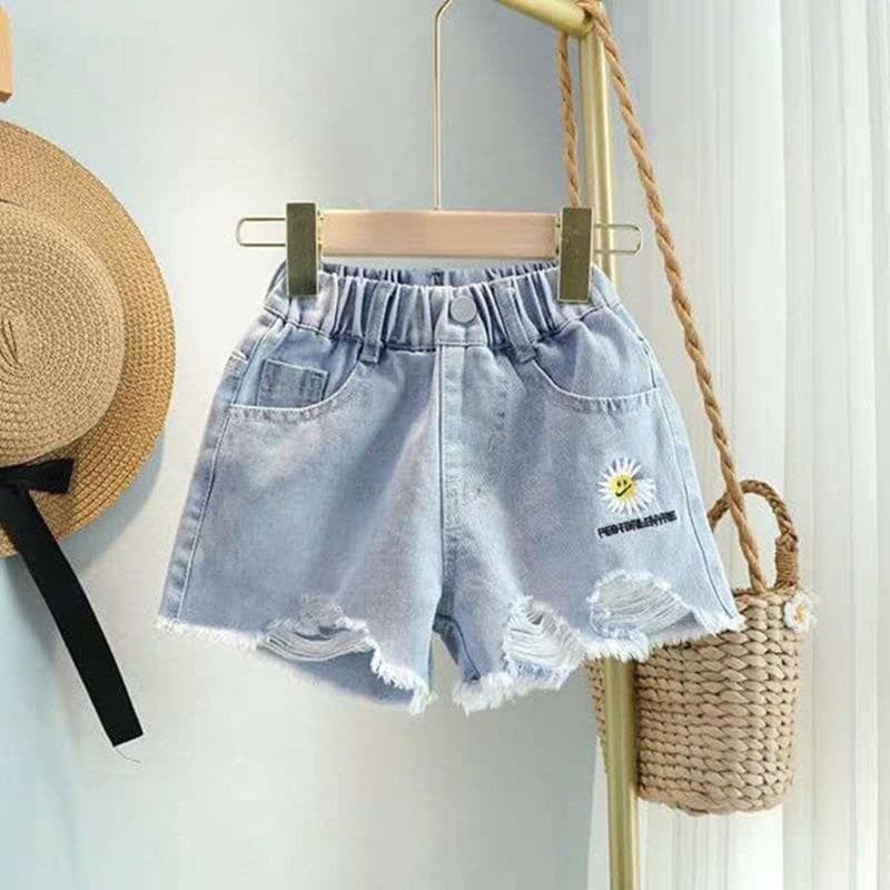 Summer Kids Short Denim Shorts for Girls Fashion Girl Short Princess Jeans Children Pants Girls Shorts Flower Girls Clothing 100cm