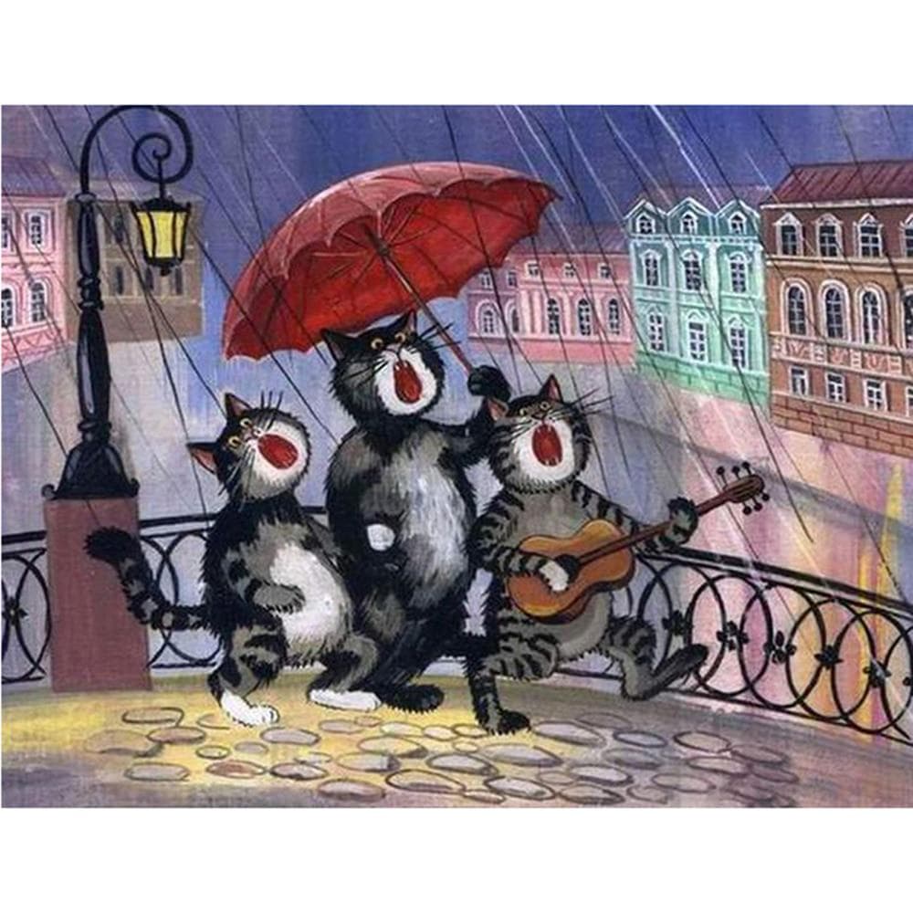 Fashion Diamond Embroidery Cross Stitch Kits 5D Diy Diamond Painting Cute Three Cat Diamond Mosaic Wall stickers 20X30CM