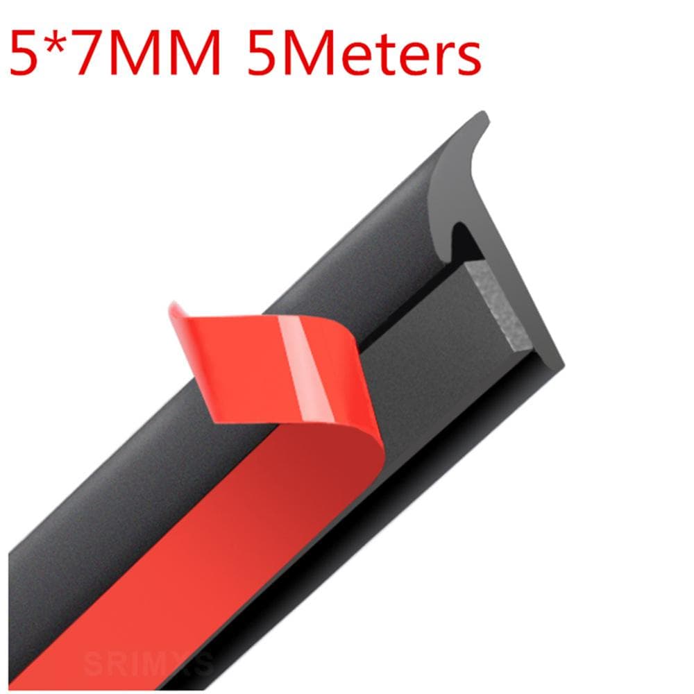5M Car Rubber Sealing Strip Slanted T-Type Seal Rubber Weatherstrip Edge Trim