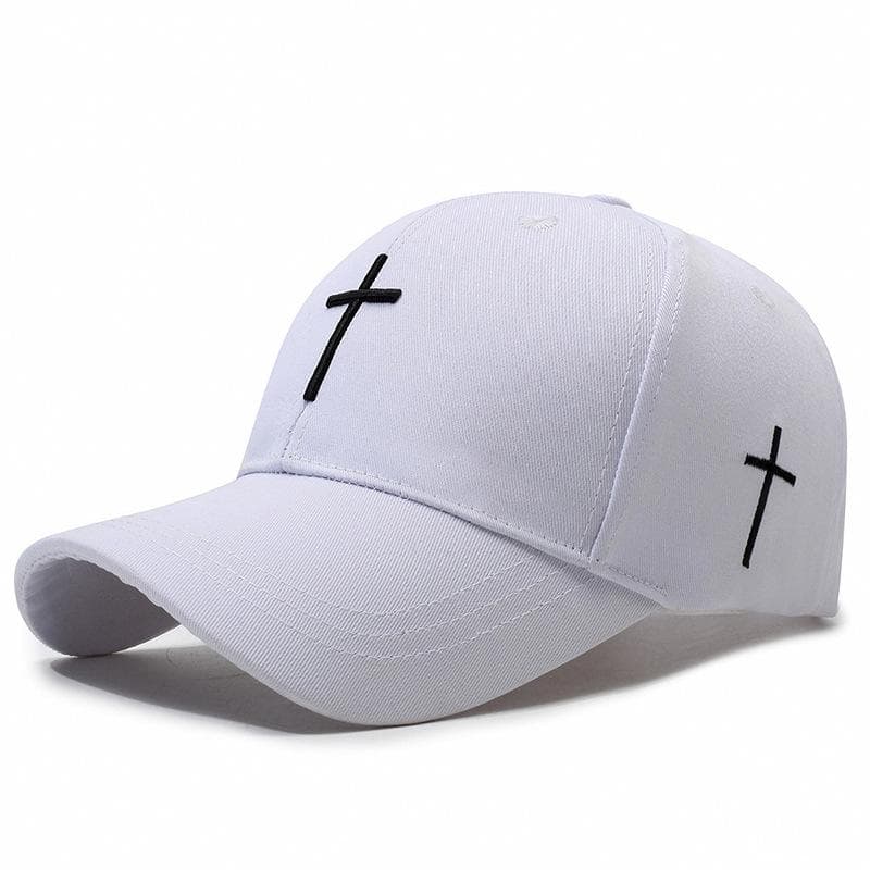 Spring New Arrival Cross 3D Embroidery Baseball Cap. It's suitable for both men and women, perfect for outdoor sun protection. white