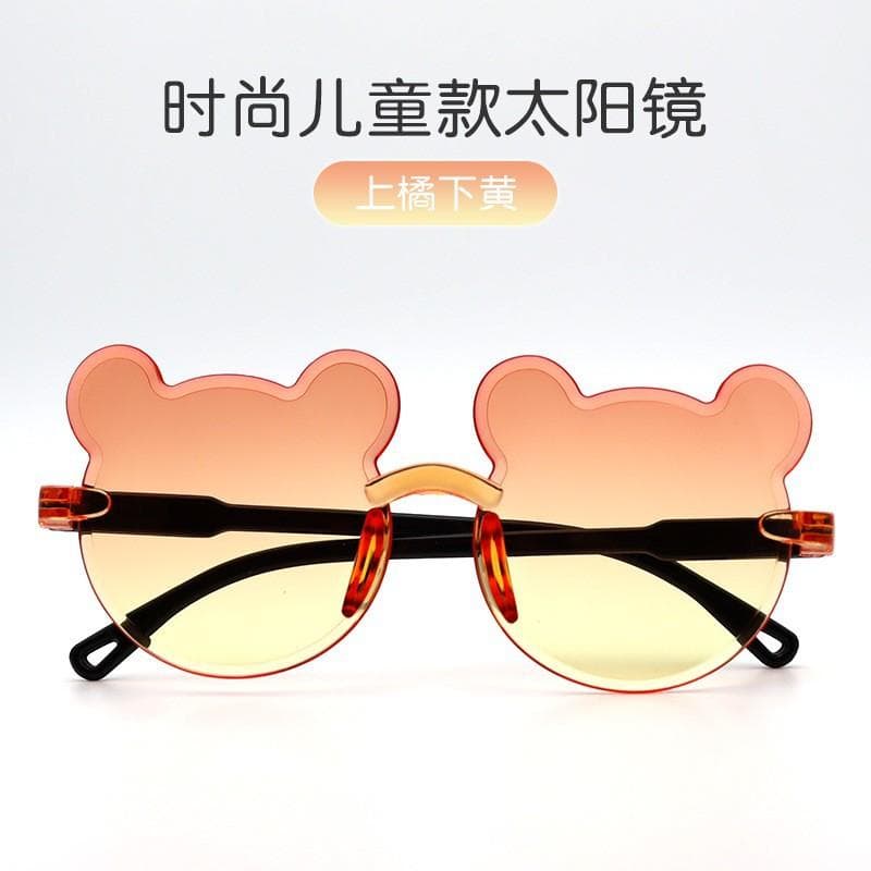 New Kids Sunglasses Cartoon Bear Sun Glasses for Boys Girls UV400 Anti-Glare Rimless Eyewear Children