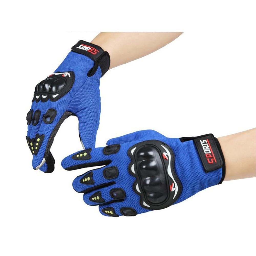 Touchscreen Motorcycle Glove Full Finger Breathable Cycling Glove Anti-slip Protective Glove for Men blue