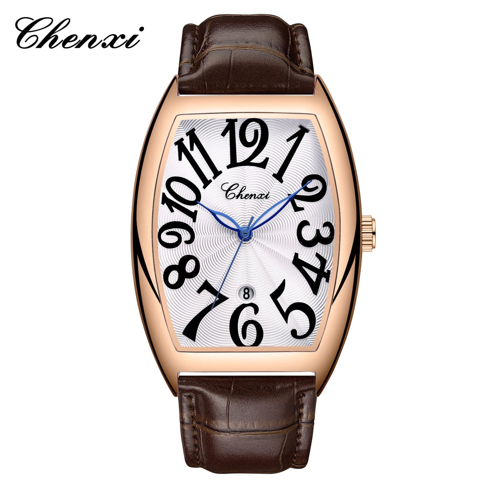 CHENXI Watch For Man Leather Strap Luxury Fashion Luminous Watches Quartz Calendar Waterproof Wristwatches Men's Clock brown/white