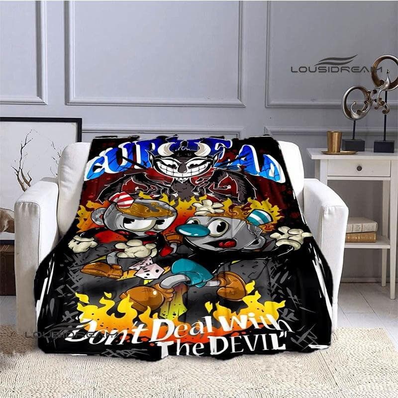Cuphead Anime Printed Blanket Children's Warm Beautiful Blanket Flannel Soft and Comfortable Blanket Home Travel Birthday Gift 150x200cm