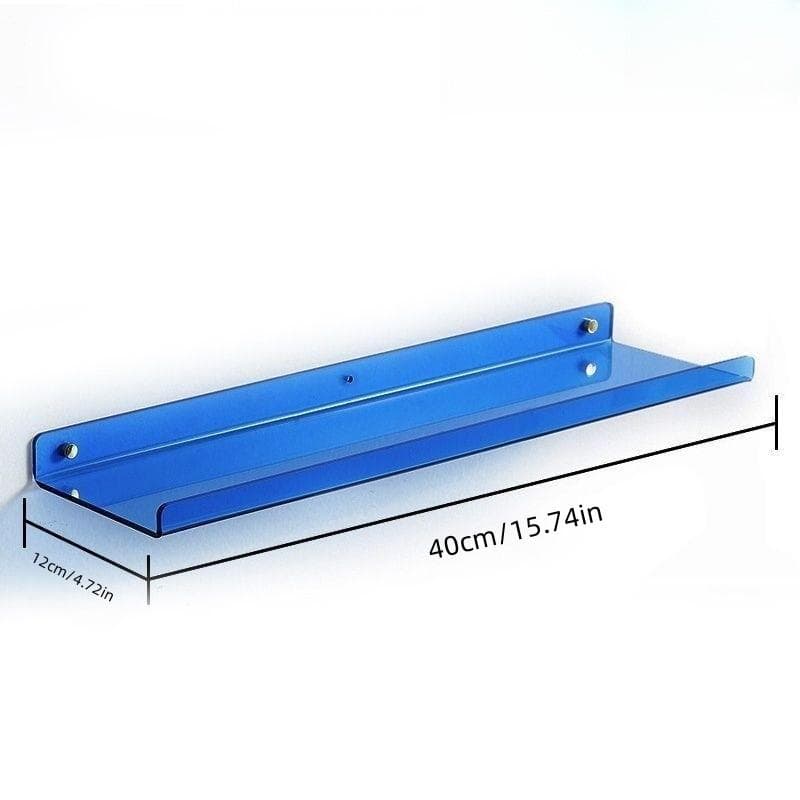 Color Acryl Wall Mounted Type Storage Rack Modern Bathroom Living Room Shelves Free Punching Wall Shelf Home Accessories 40cm x 12cm blue
