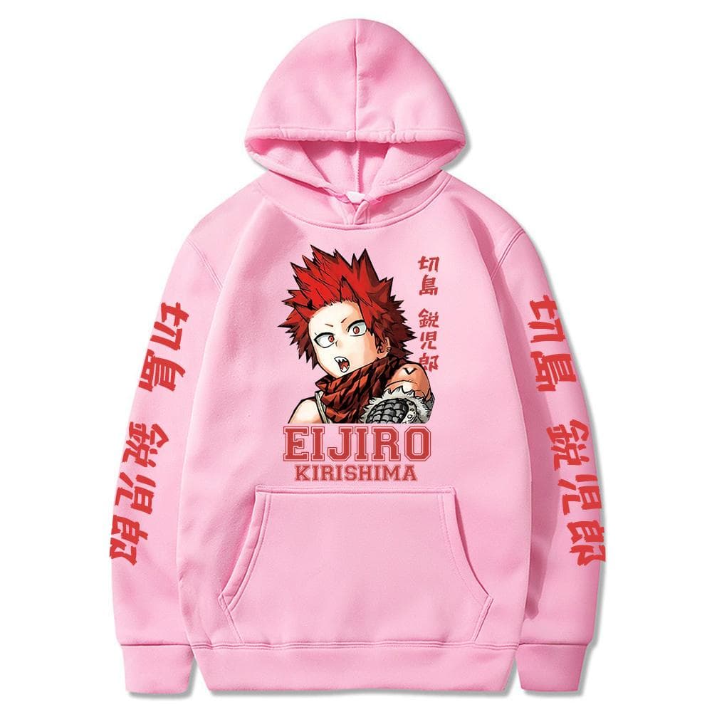 Kawaii Eijiro Kirishima My Hero Academia Hoodie Anime Harajuku Men/Women Streetwear Tops Cartoon Boku no Hero Academia Unisex Sweatshirts M pink