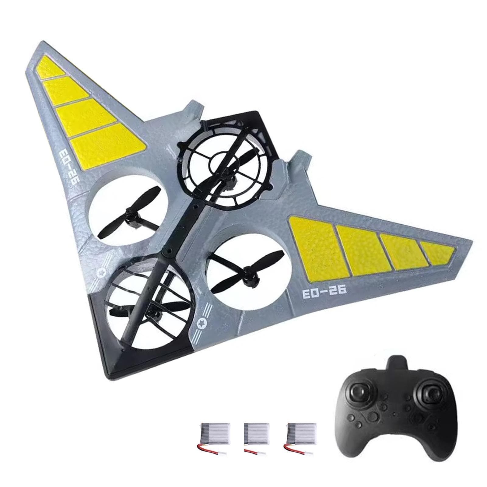 Foam Remote Control Drone 2.4GHz Remote Control Airplane 360 degrees Stunt Rotation for Kids Children 3 3 battery yellow