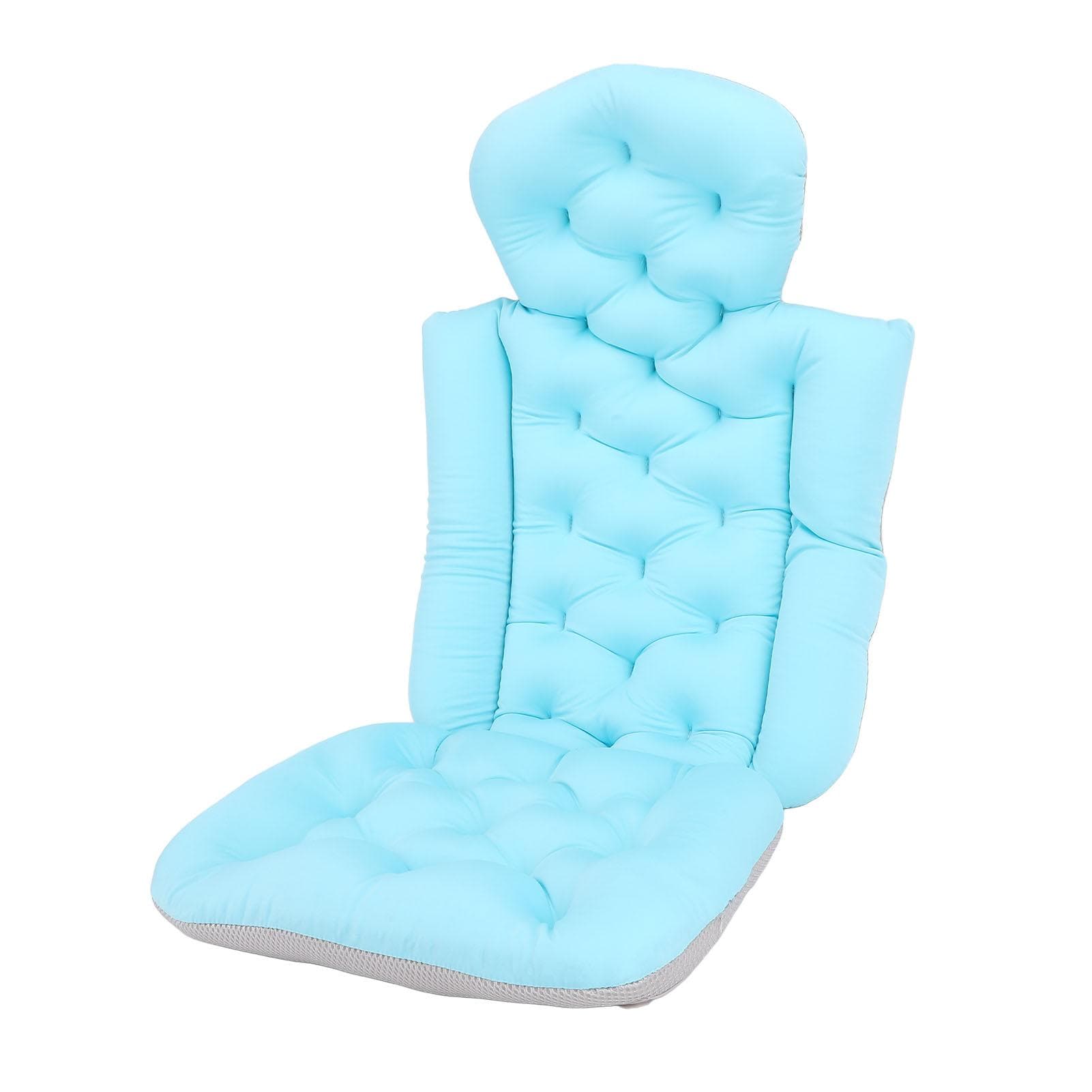 Full Body Bath Pillow Anti Slip Fast Drying Neck Support Bathtub Cushion with Suction Cup Blue