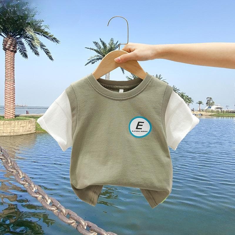 Boys' Short-sleeved T-shirts, Children's Thin T-shirt Tops, Children's Half-sleeved Baby's Handsome Clothes, Trendy T-shirts 130cm