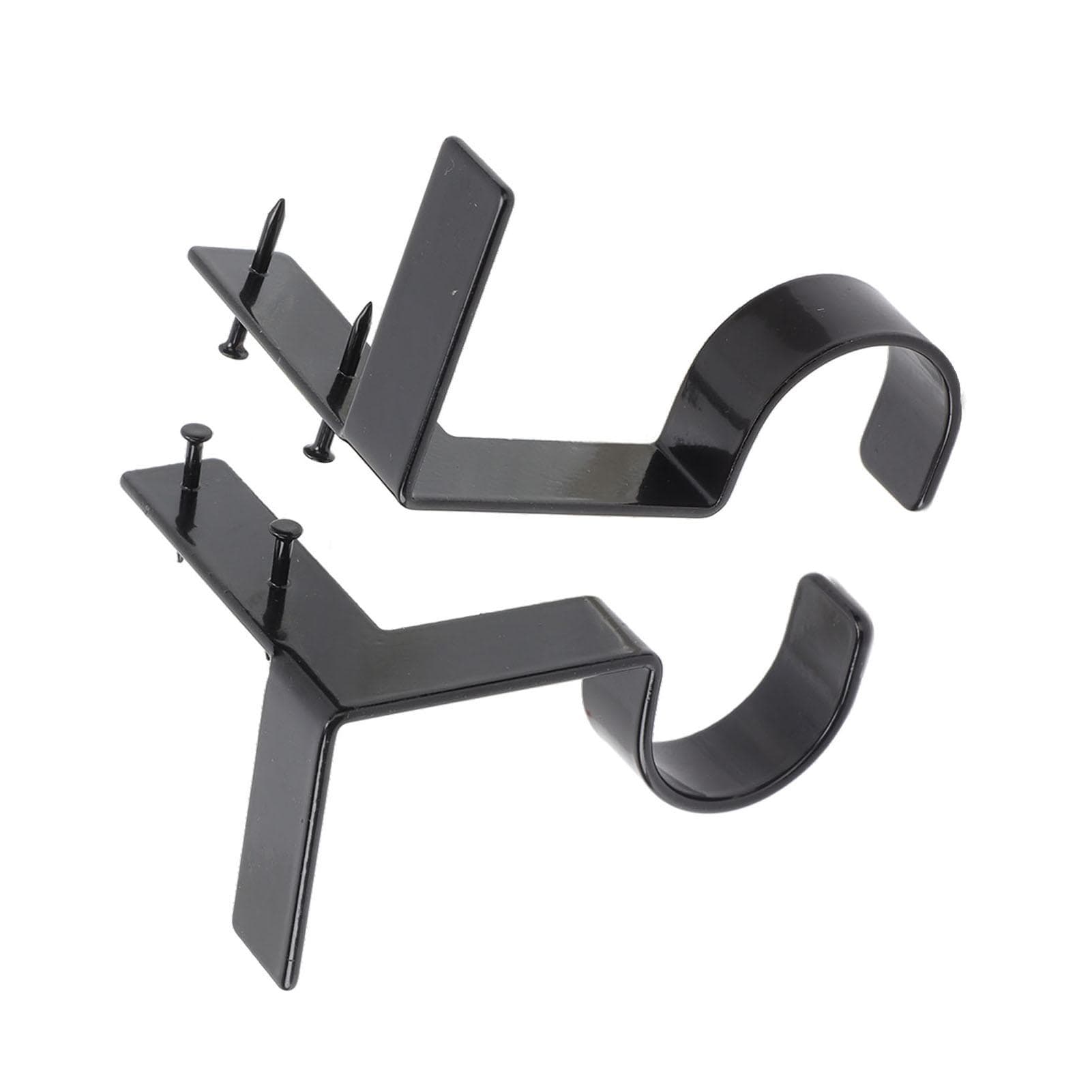 2 Pcs Curtain Rod Bracket Steel 20lb Load Bearing Easy Installation Single Curtain Rod Hooks for black