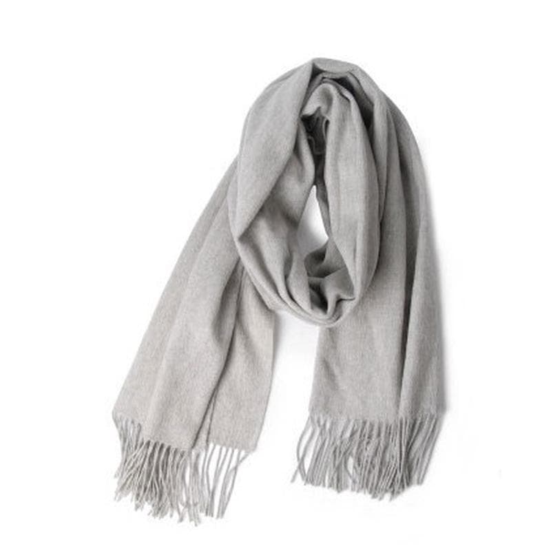 Men Cashmere Scarf Plain Pure Color Pashmina Shawls Scarves white