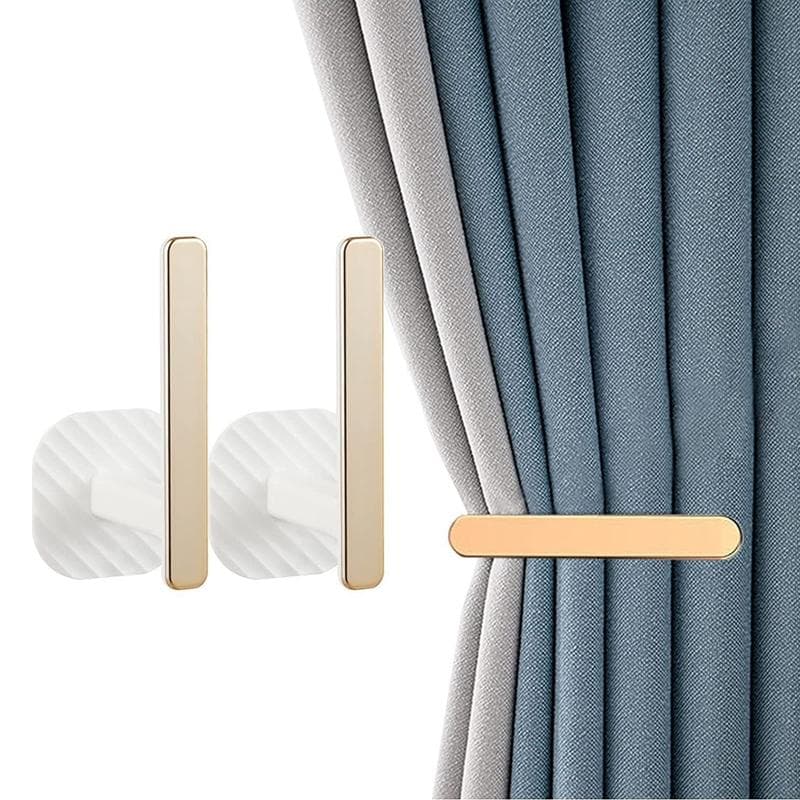 1Pcs Curtain Hooks L-Shaped Adhesive Curtains Hooks Wall Holdback Gold Tiebacks No Hole Punching for Kitchen Cafe Balcony gold