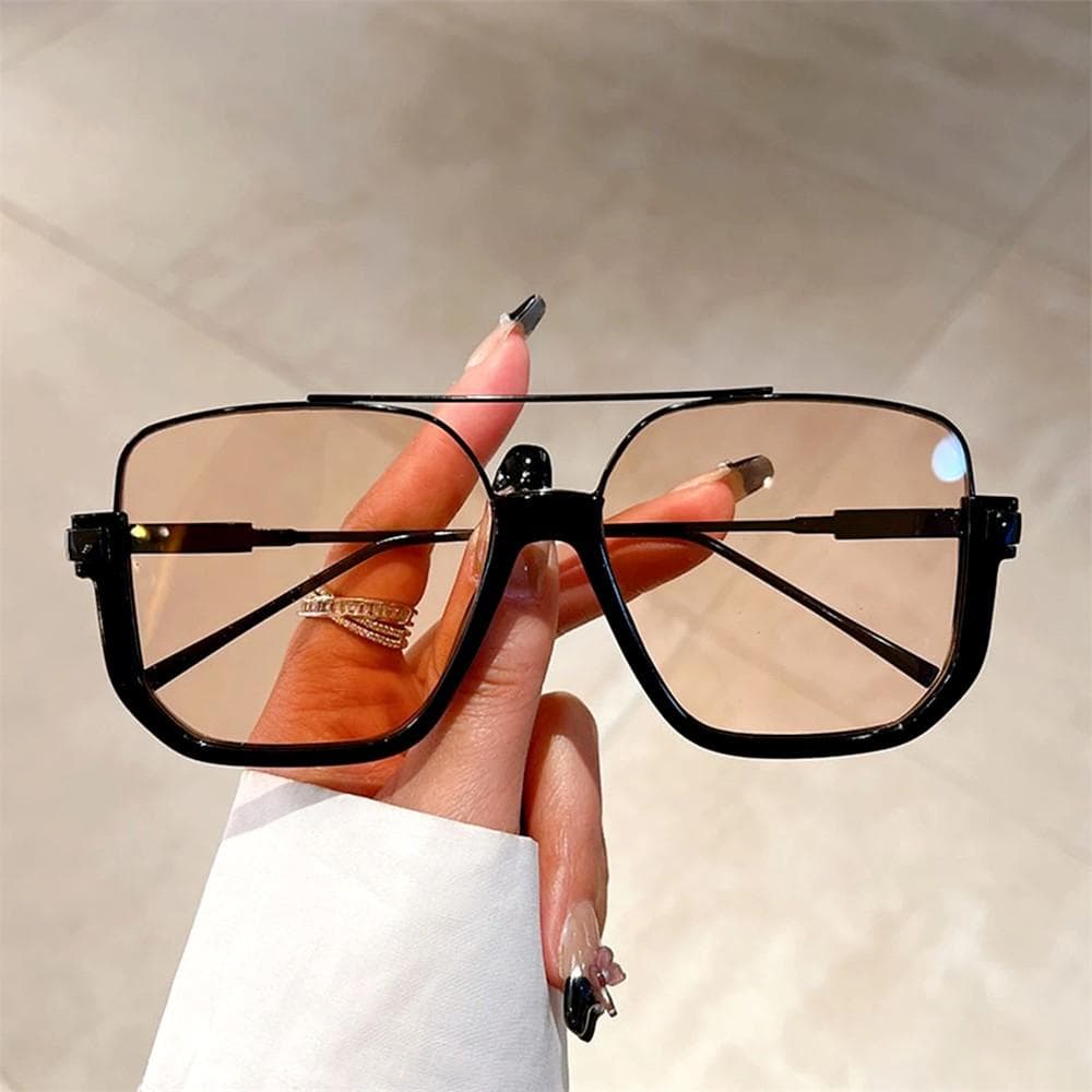 Fashion Oversized Sunglasses for Women UV4 Half Metal Frame Sun Glasses Trendy Vintage Brand Design Goggles Other