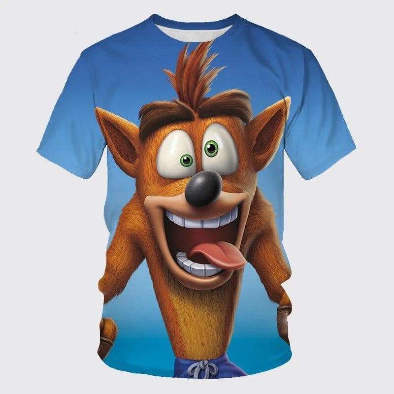 Crash Bandicoot 3D Printing Children's Summer Fashion Casual Game T-shirt Top Cartoon Kids Round Neck Short Sleeve T shirt XL