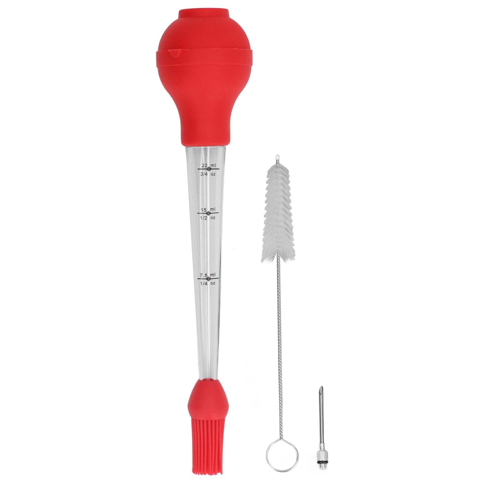 Turkey Baster Needle with Sauce Brush Barbecue Oil Drip Seasoning Tube Tools Sauce Needle Red Red