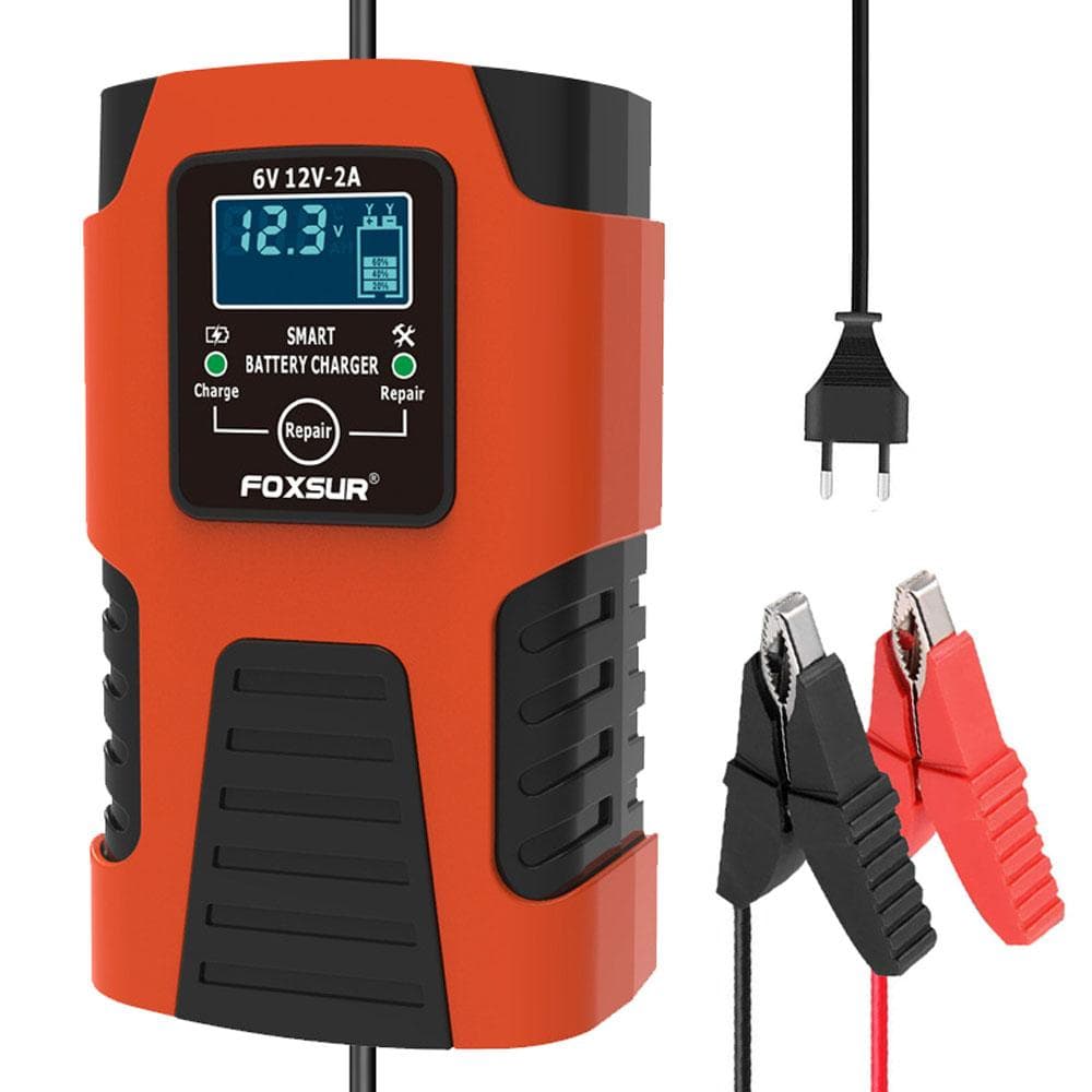 Car Battery Chargers 6V/2A 12V/2A Full Automatic Smart Battery Chargers Maintainer Portable Trickle Chargers Battery Desulfator EU Plug orange