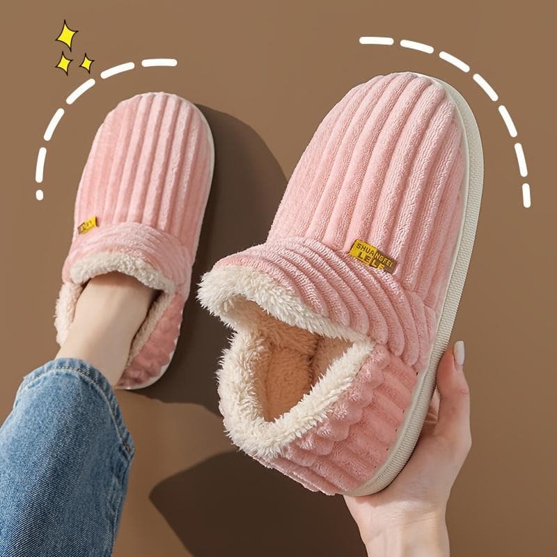 Cozy Warmth Indoor Slippers – Plush-Lined, Solid Color, Easy Slip-On, Comfortable Wear 44-45 pink