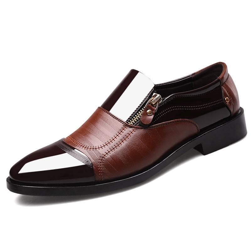New Style Large Size Men's Business Dress Leather Shoes Pointed Toe Men's Shoes Slip on Casual Loafers 48 brown