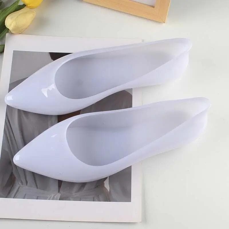 Transperant Jelly Shoes Women Plastic Summer Flats Shoes Pointed Toe Causal Shoes Slip on 2024 Spring New Female Flats Loafers 40-41 white