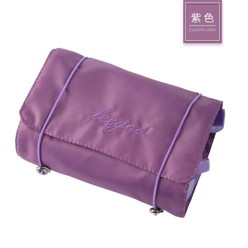 4Pcs In 1 Detachable Makeup Bag Women Zipper Mesh Large Capacity Cosmetics Pouch Foldable Portable Travel Wash Storage Bag purple