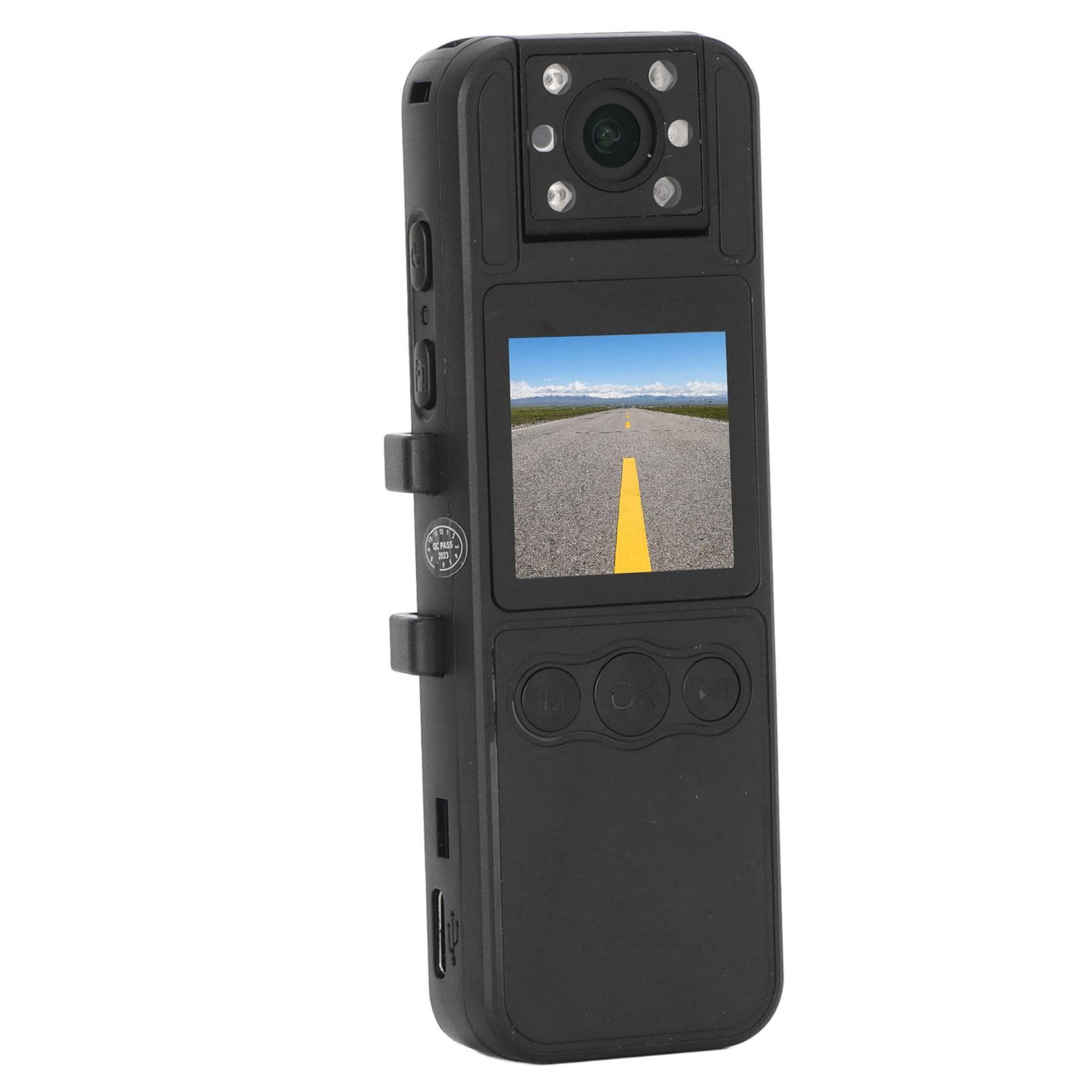 Back Clip Video Recorder 1.3 in Color Screen Type C 670mAh 1920x1080 180 Degree Rotating Lens Night
