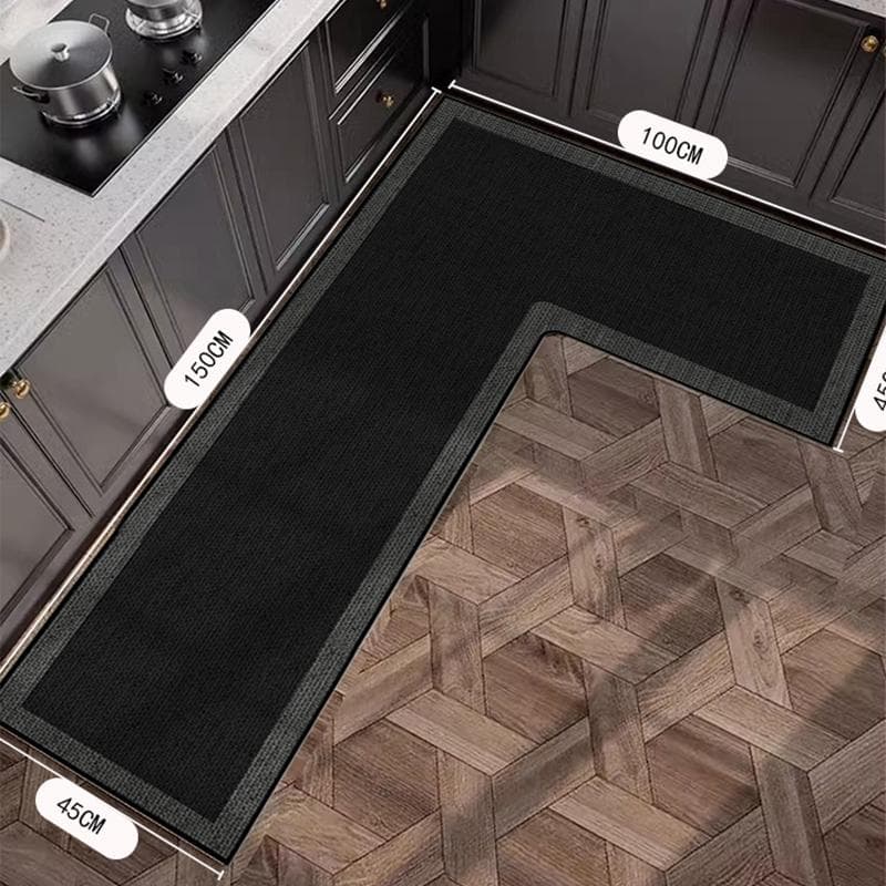 Kitchen Carpet L Shape Non-slip Floor Mat Diatom Mud Absorbent Mats Home Decoration Rug Oil Absorption Imitation Linen Carpets 90x135x45cm